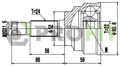 ШРКШ зі змазкою в комплекті ШАРНІРНИЙ КОМПЛЕКТ KIA RIO 00- ЗОВНІШН. -ua PROFIT 2710-1518