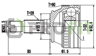 ШРКШ со смазкой в комплекте ШАРНИРНЫЙ КОМПЛЕКТ LAND ROVER FREELANDER 98-06 (+ABS) НАРУЖН. PROFIT 2710-1537