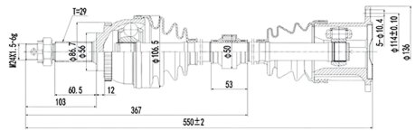 Піввісь ПРИВІДНИЙ ВАЛ NISSAN X-TRAIL 01- -ua PROFIT 2730-3113