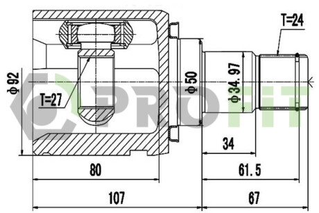 ШРКШ со смазкой в комплекте ШАРНИРНЫЙ КОМПЛЕКТ TOYOTA CAMRY ACV40/GSV40 2006-2011 ВНУТРЬ. PROFIT 2810-2089