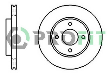 Диск гальмівний ПЕРЕДН FORD FIESTA 95-,FORD FUSION 02-,FORD FOCUS 98- PROFIT 5010-1072
