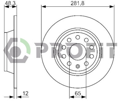 ДИСК тормозной задней SKODA OCTAVIA 04-13. SUPERB 08-. YETI 09-. VW GOLF 04-13. PASSAT 05-. SEAT LEON PROFIT 5010-1306