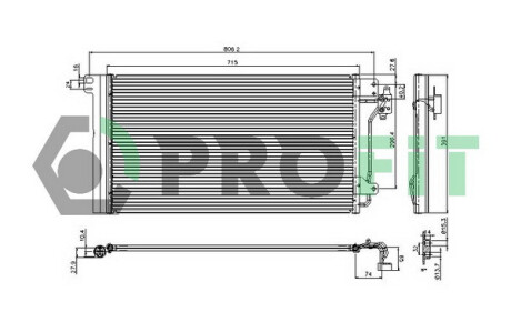 Конденсер кондиционера КОНДЕНСЕР VW TRANSPORTER T5 03- PROFIT 9572C1