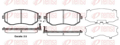 Колодки тормозные дисковые передние SUBARU FORESTER 01-, IMPREZA 00-, LEGACY 03- REMSA 0951.04