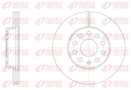 Диск тормозной передний VW GOLF VII 1.2 1.6 2013-,SKODA OCTAVIA 2012-,SEAT LEON REMSA 61586.10