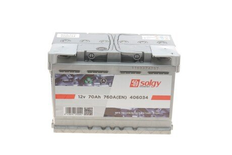 Акумуляторна батарея 70Ah/760A (278x175x190/+R/B13) (Start-Stop EFB) (opt-om) Solgy 406034