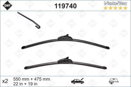 Щітка склоочисника К-Т БЕСКАРКАСНЫЙ VISIOFLEX RETRO (550+480) SWF 119740