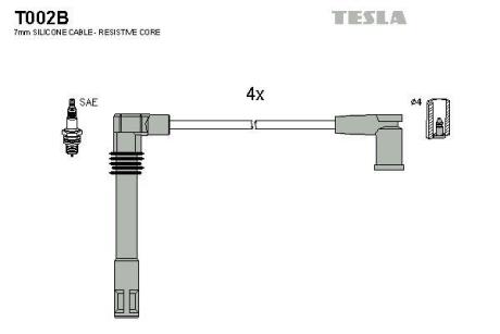 Провода высоковольтные (к-кт) SKODA OCTAVIA I 1.8i BLATNA TESLA T002B