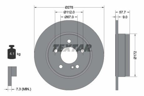 Диск гальмивний (задний) MB C-class (W204/S204/C204) 07- (278x9) PRO UA63 TEXTAR 92163103