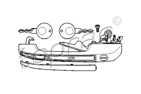 Ручка дверна ліва на AUDI 80 79 TOPRAN / HANS PRIES 104174