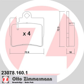 Колодки тормозные дисковые задние W220 -05 ZIMMERMANN 23078.160.1