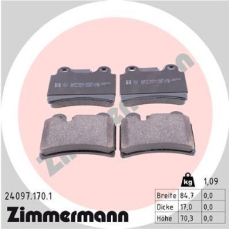 Колодки гальмівні дискові ЗАДН VW TOUAREG 3.0V6TDI 11.04-, 3.2V6 10.02-11.06 -ua ZIMMERMANN 24097.170.1