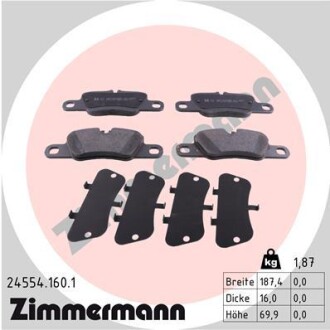 Колодки гальмівні дискові ЗАДН PORSCHE PANAMERA 3.6-4.8 09- ZIMMERMANN 24554.160.1
