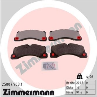 Колодки тормозные дисковые ПЕРЕДН СЕРИЯ RD:Z PORSCHE PANAMERA 4.8 2011- ZIMMERMANN 25007.968.1