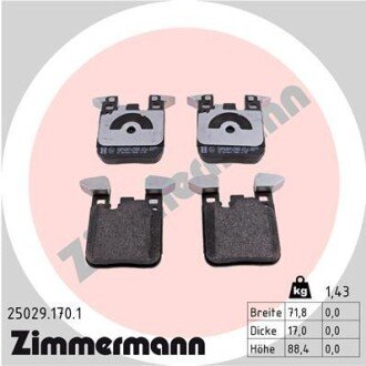 Колодки гальмівні (задні) BMW 1 (F20/F21)/ 3 (F30/F31/F34) 11- (Brembo) B37/B47/N13/N47/N55 UA63 ZIMMERMANN 25029.170.1