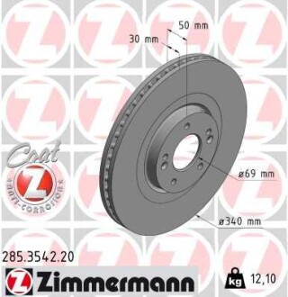 Диск гальмівний HYUNDAI/KIA COAT Z ZIMMERMANN 285.3542.20