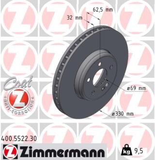 Диск гальмівний ZIMMERMANN 400.5522.30