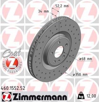 Диск гальмівний SPORT Z ПРАВЫЙ PORSCHE MACAN 2.0-3.6 2014- D=350MM -ua ZIMMERMANN 460.1553.52