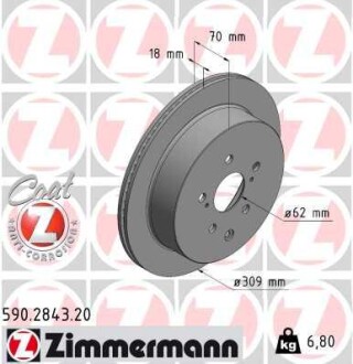 Диск гальмівний ЗАДН LEXUS RX (_L1_) 350-450 2008-2015 -ua ZIMMERMANN 590.2843.20